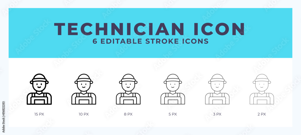 Poster technician lineal icon symbol vector. black outline for web. app. presentation and more.