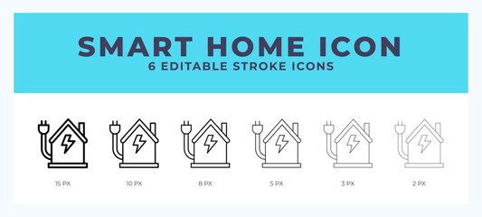Smart home icon symbol. Logo illustration thin line. Bold line vector icons. Editable stroke