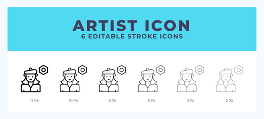 Artist icon vector illustration. With editable stroke for web. App and more.