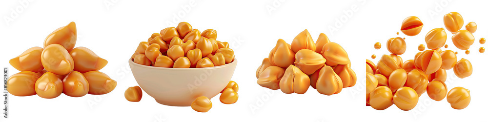 Wall mural Soft Smooth Garbanzo Beans (Chickpeas) Hyperrealistic Highly Detailed Isolated On Transparent Background Png File - Wall murals