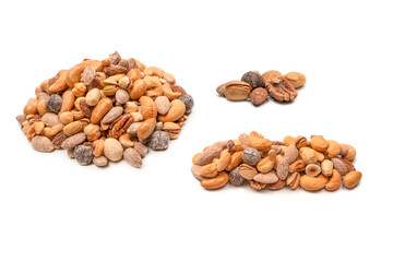 A group of almonds, pistachios, walnuts, macadamia, cashews.