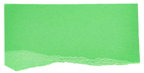 Isolated green cut out torn piece of blank paper note cardboard with texture and copy space for...