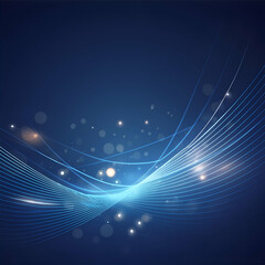 abstract blue bokeh light wave wavy background presentation technology