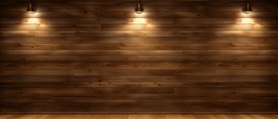 Wooden Wall Illuminated by Three Spotlights