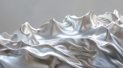 Metallic flow is a mesmerizing dance of curves on a clear canvas, creating abstract beauty.