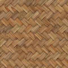 Woven bamboo wooden weave pattern, Natural seamless checks pattern made from bamboo bark, Wicker background with brown colour, basket striped texture pattern
