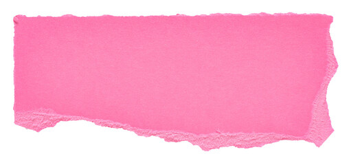 Isolated cut out torn piece of blank pink paper note cardboard with texture and copy space for text...