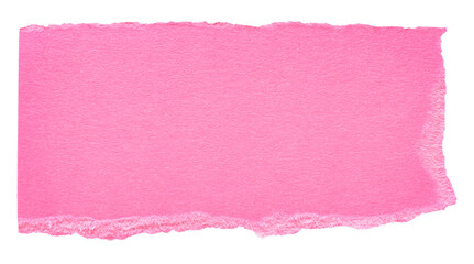 Isolated cut out torn piece of blank pink paper note cardboard with texture and copy space for text...
