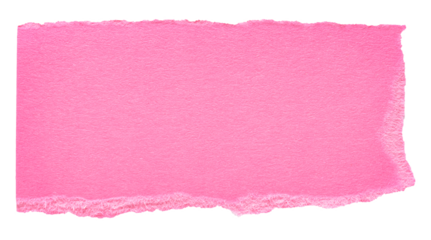 Isolated cut out torn piece of blank pink paper note cardboard with texture and copy space for text on white or transparent background
