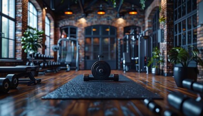 Person weightlifting in a modern, well-equipped home gym, Fitness, home, health