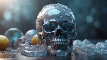 Frozen human skull