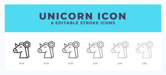 Unicorn icon. Regular line. Thin line. Bold line. Vector illustration.