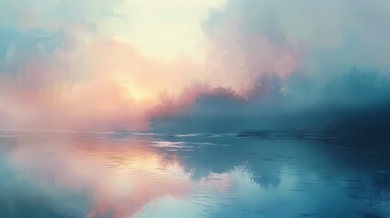 Soft pastel tones diffusing softly, filling the scene with a sense of quiet beauty.