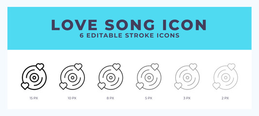 Love song lineal icon symbol vector. Black outline for web. App. Presentation and more.