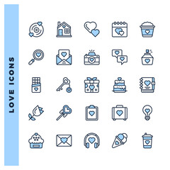 25 Love Two Color icons pack. vector illustration.