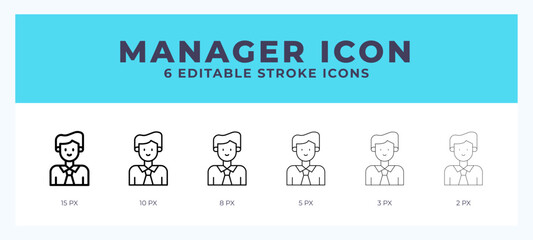 Manager icon in thin line. Bold line. Regular line. Editable stroke.
