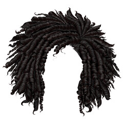 trendy curly  african black  hair  . realistic  3d . fashion beauty style .