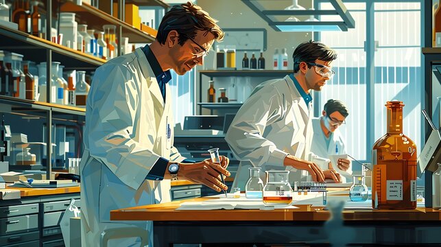 laboratory setting where scientists are engaged in rigorous experimentation adhering to the principles of the scientific method to test hypotheses