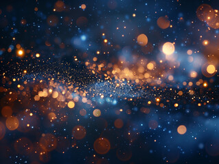 Fototapeta premium Blue and Gold Abstract Background with Bokeh for New Year's Eve