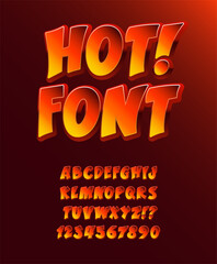 Hot Sale Font. Fire Letters And Numbers. Red Comic Active Aggressive Letters and Numbers.