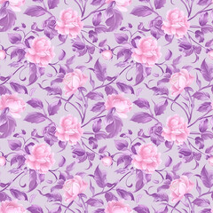 Floral purple color, form natural, seamless fabric pattern.