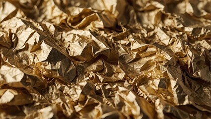 Texture of crumpled golden wrapping papper