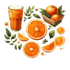 Orange watercolor vector isolated on transparent background