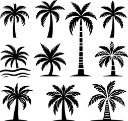 palm tree vector set silhouettes simple style
