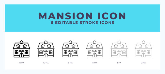 Mansion icon symbol. Isolated. Vector illustration with editable stroke.