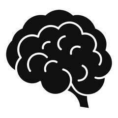 Brain or mind side view  silhouette flat style vector icon illustration 