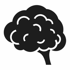 Brain or mind side view  silhouette flat style vector icon illustration 