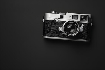 A high-quality image of a vintage camera on a solid black background 