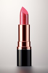 Obraz premium Pink lipstick with shade on white background