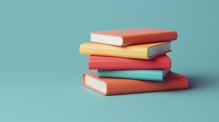 Icon of 3D books for isolated web design, education, and online learning