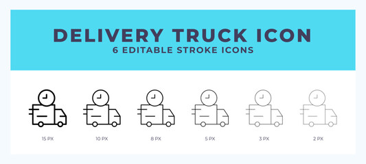 Delivery truck icon with different stroke. Vector illustration.