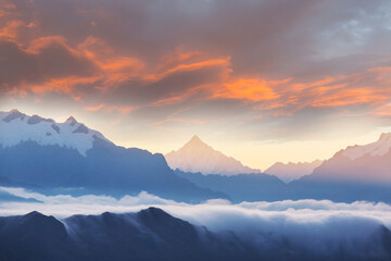 Fototapeta premium Mountains on sunset