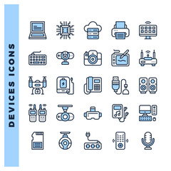 25 Devices Two Color icons pack. vector illustration.