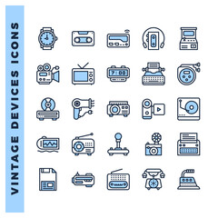 25 Vintage Devices Two Color icons pack. vector illustration.