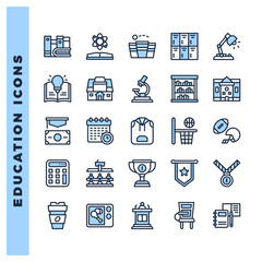 25 Education Two Color icons pack. vector illustration.