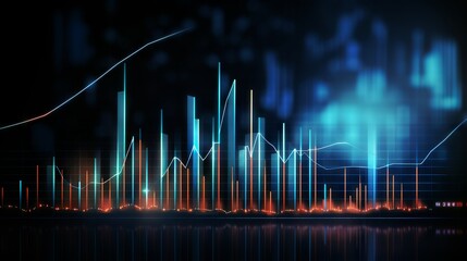 Dynamic market chart illustrating business growth and profit surge: investment and financial data visualization with stock graph background.

