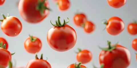 Blurred motion of fresh red tomatoes.