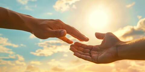 Helping hand reaching out from the heavens.