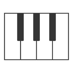 Naklejka premium Piano keyboard icon with black and white key in classical music score concept.