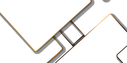 Abstract luxury white background square pattern on banner with shadow. White and golden color technology concept geometric line vector background.	