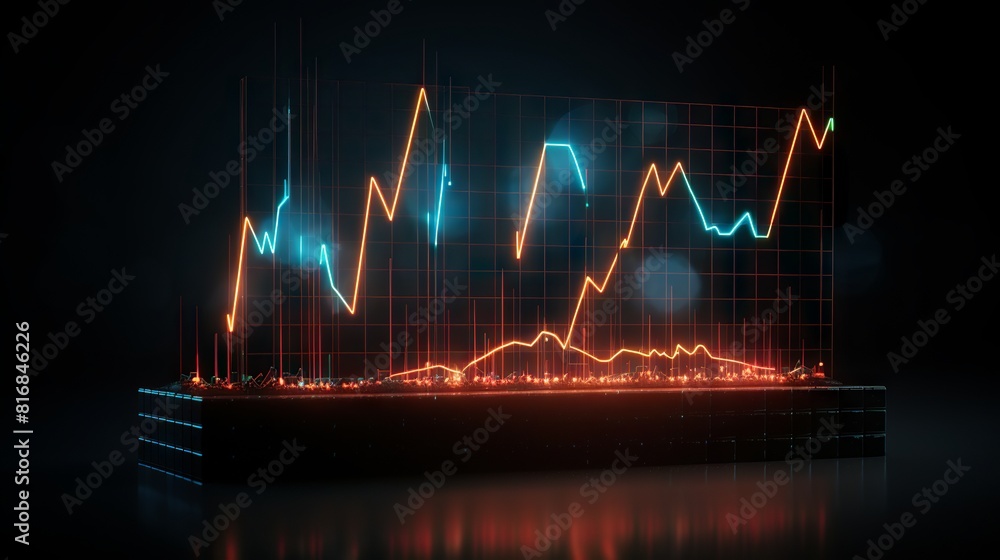 Aufkleber dynamic stock market visualization: illuminated options chart on digital display, symbolizing growth