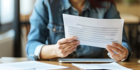 Woman reading a document or letter