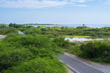caribbean sea and coast along salinas bay at cabo rojo in puerto rico