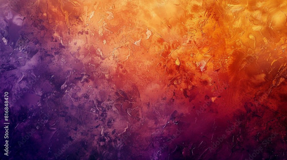 Poster abstract gradient background with a blend of vibrant burnt orange and deep purple, featuring texture