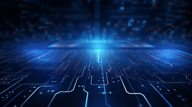 Dynamic circuitry: abstract technology mesh in blue - business background 2021.

