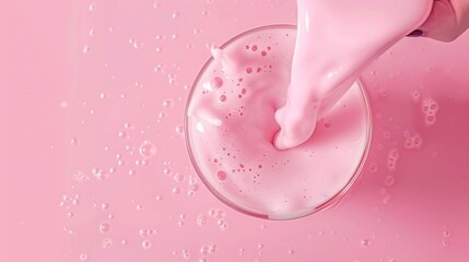 Splash of pink milk or pink cream isolated on white background.